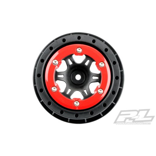 Split Six 2.2/3.0 inch Red/Black Bead-Loc Wheels (2) for S