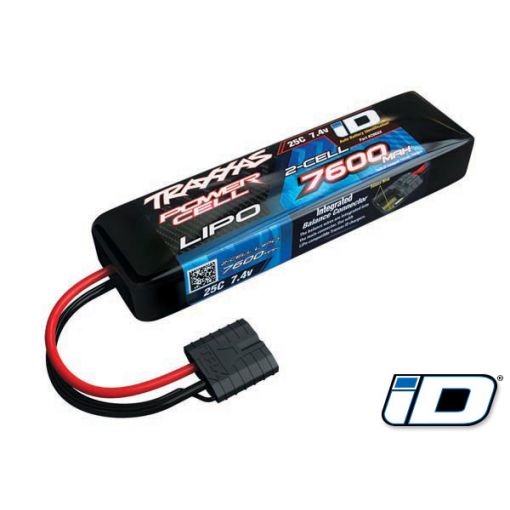 7600mAh 2S 7.4V 25C LiPo iD Connector Soft Case 155x27x43mm - TRA2869X