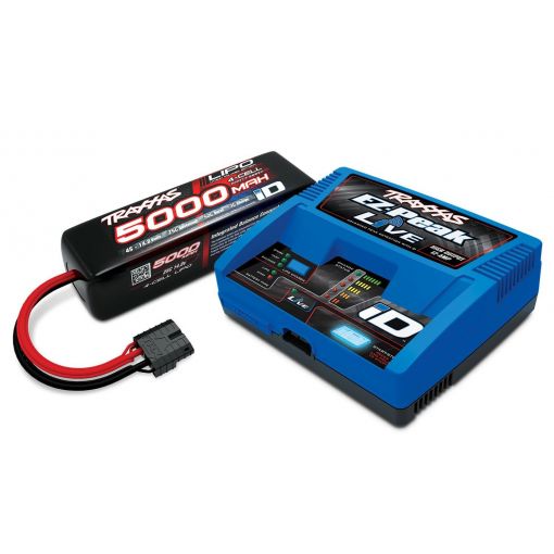 Traxxas EZ-Peak Live 100W Multi-Chemistry Battery Charger (TRA2971) with 1 x 5000mAh 14.8V 4Cell 25C LiPo Battery (TRA2889X)