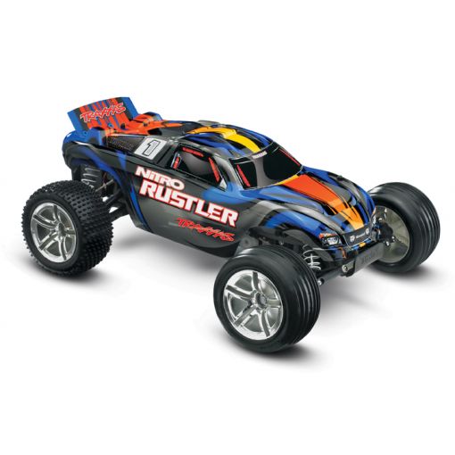 1/10 Nitro Rustler RTR 2WD w/ TSM, TQ 2.4GHz; Blue - TRA44096-3BLUE