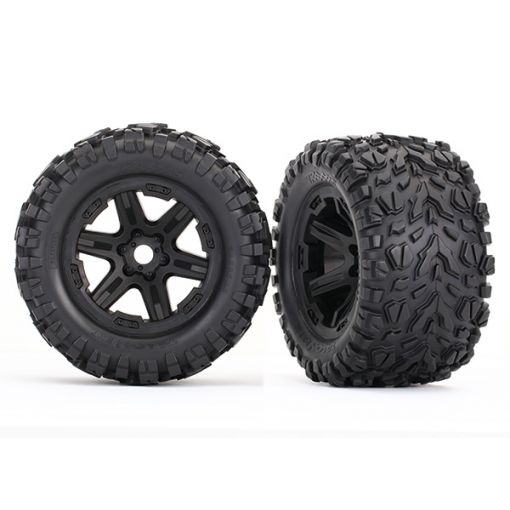 Tires & wheels, assembled, glued (black Carbide wheels) - TRA8672