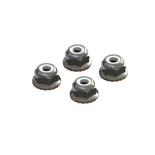 AR708008 Flanged Nyloc Locknut 4mm Silver (4) - ARAC9699