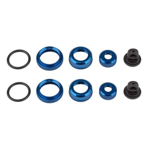 10mm Shock Caps and Collars, blue aluminum - ASC21556