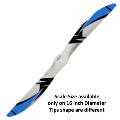 16x10 Scaled propeller - White-Blue
