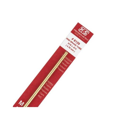 3/16\" Outside Diameter Round Brass Tube (1 pc per card)