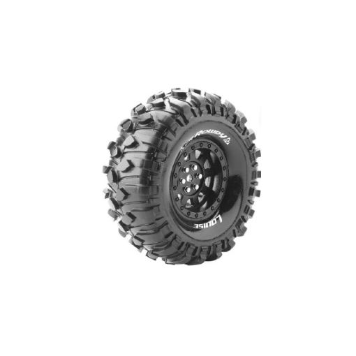 Louise R/C CR-Rowdy 1.9'' 1/10 Crawler (Super Soft Compound) 12mm Hex on Black Wheels (2) - LOULT3233VB