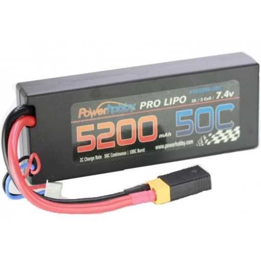 5200mAh 7.4V 2S 50C LiPo Battery with Hardwired XT60 Connector 
