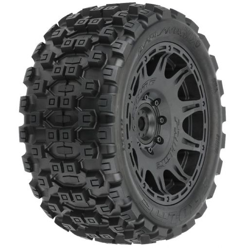 Pro-Line 1/6 Badlands MX57 Front/Rear 5.7'' Tires Mounted on Raid 8x48 Removable 24mm Hex Wheels (2) Black - PRO1019811