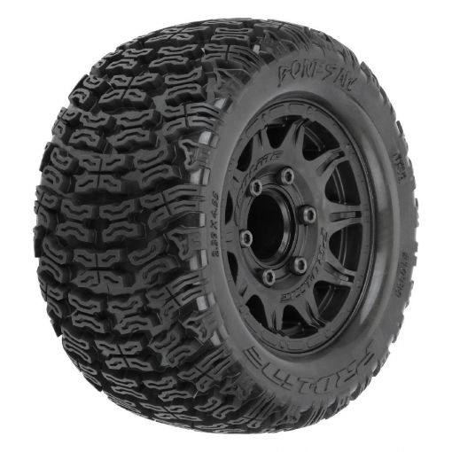 Bonesaw 2.8'' All-Terrain Truck Tires Mounted on Raid Black 6x30 Removable Hex (12mm & 14mm) Wheels (2) for Vorteks 4x4 and other 1/10 Trucks Front or Rear - PRO1023910