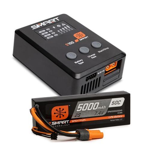 Smart Powerstage Surface Bundle: 5000mAh 2S 50C LiPo Battery (IC5) / 100W S100 Charger