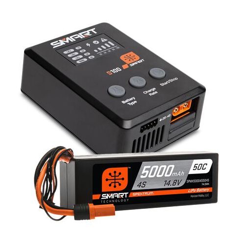 Smart Powerstage Surface Bundle: 5000mAh 4S 50C LiPo Battery (IC5) / 100W S100 Charger - SPMX-1035