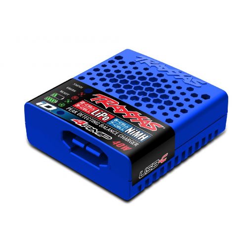 Traxxas USB-C Multi-Chemistry Charger, 40W, 6-7 cell NiMH/2-3 cell LiPo with iD Auto Battery Identification - TRA2985