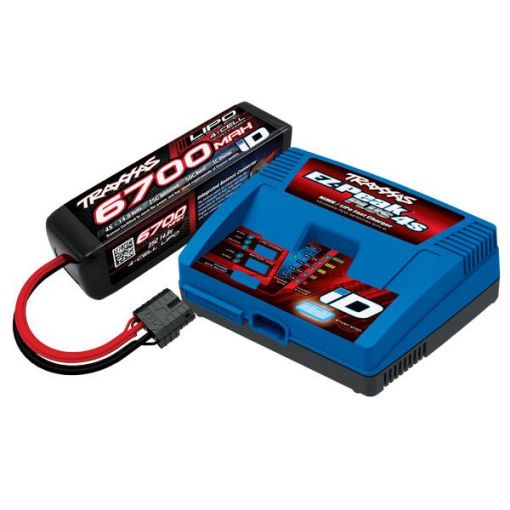 Traxxas EZ-Peak Plus 4S, 8 Amp Multi-Chemistry Battery Charger (TRA2981) with 1 x 6700mAh 14.8V 4Cell 25C LiPo Battery (TRA2890X)