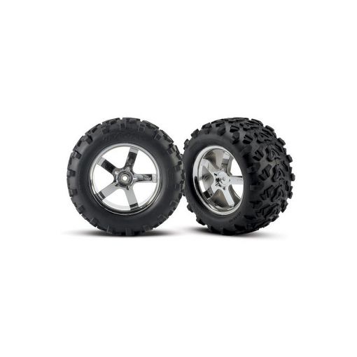 Tires & Hurricane Chrome Wheels(2)T-Maxx 3.8",Revo