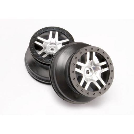 Traxxas Dual Profile Split-Spoke SCT Wheels (Satin Chrome/Black-2) (Slash Rear) - TRA6872