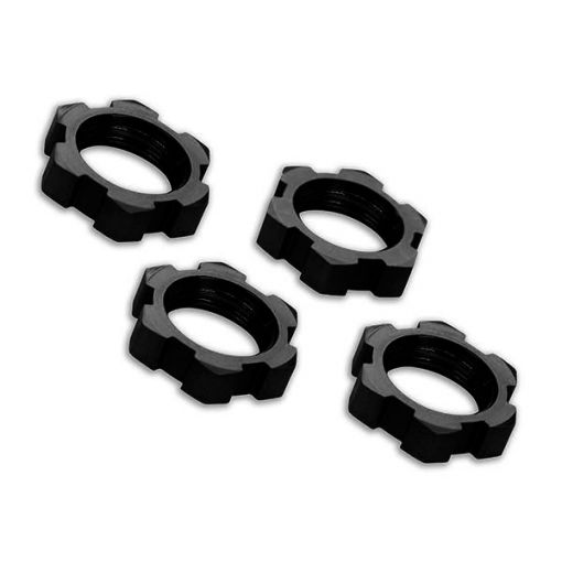 Wheel nuts, splined, 17mm, serrated (black-anodized) (4) - TRA7758A
