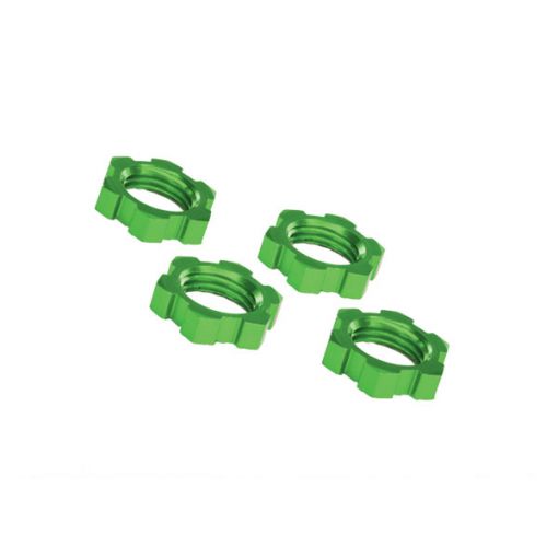 Wheel Nuts, Splined, 17mm, Serrated (green-anodized) (4)