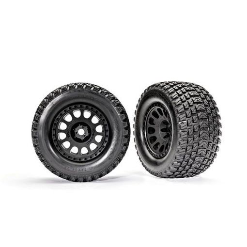 Traxxas Tires & Wheels, Assembled, Glued (XRT Race Black Wheels, Gravix Tires, Foam Inserts) (Left & Right) - TRA7872