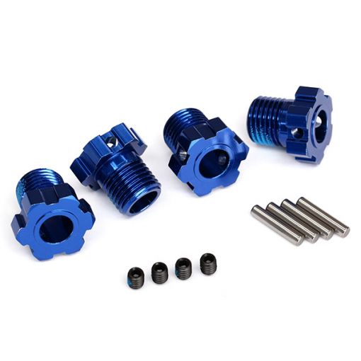 Wheel hubs, splined, 17mm (blue-anodized) (4)/ 4x5 GS (4) - TRA8654