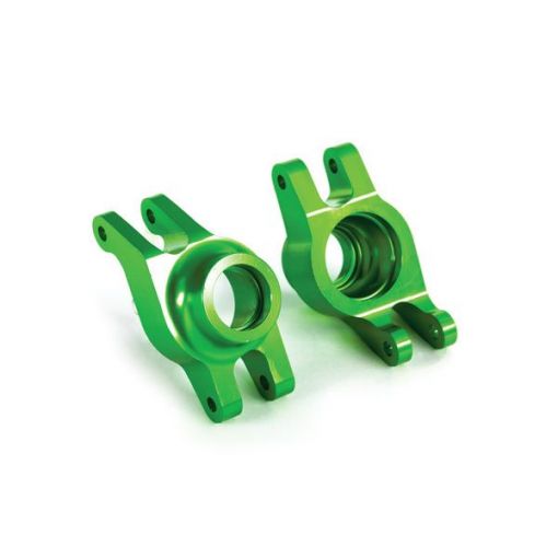 Carriers, stub axle (green-anodized 6061-T6 aluminum)