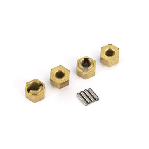 Traxxas Wheel Hubs, 7mm Hex (Brass) (4)/ Axle Pins (4) - TRA9750X