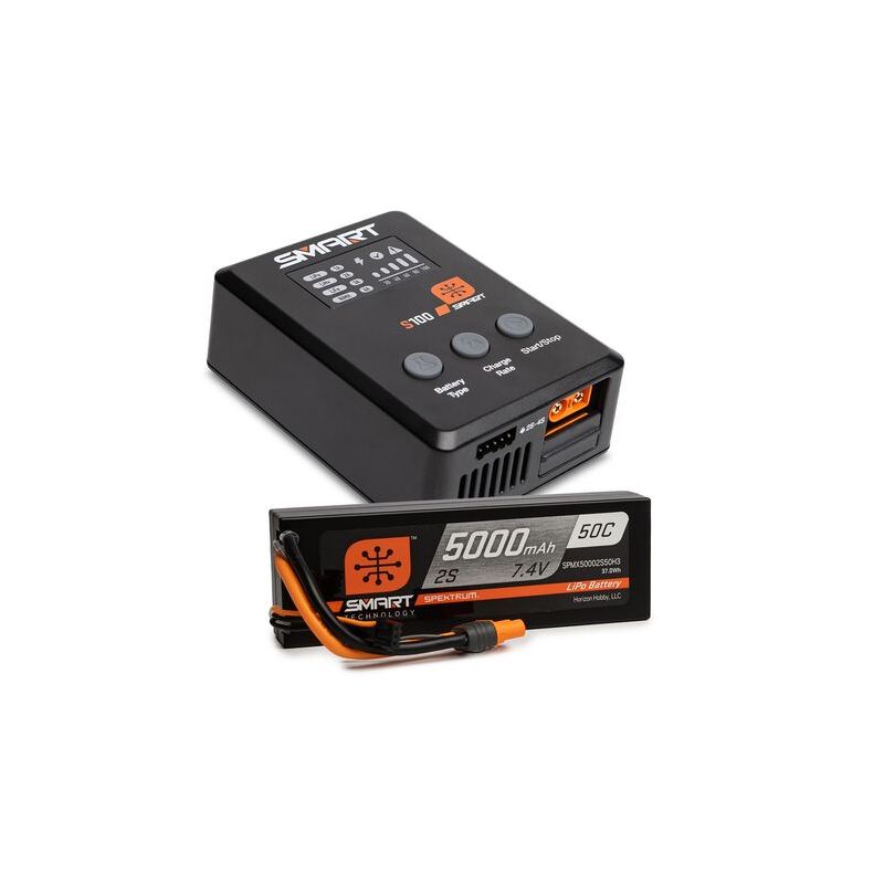 Smart Powerstage Surface Bundle: 5000mAh 2S 50C LiPo Battery (IC3) / 100W S100 Charger