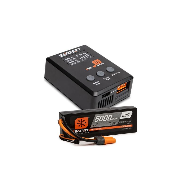 Smart Powerstage Surface Bundle: 5000mAh 2S 50C LiPo Battery (IC5) / 100W S100 Charger