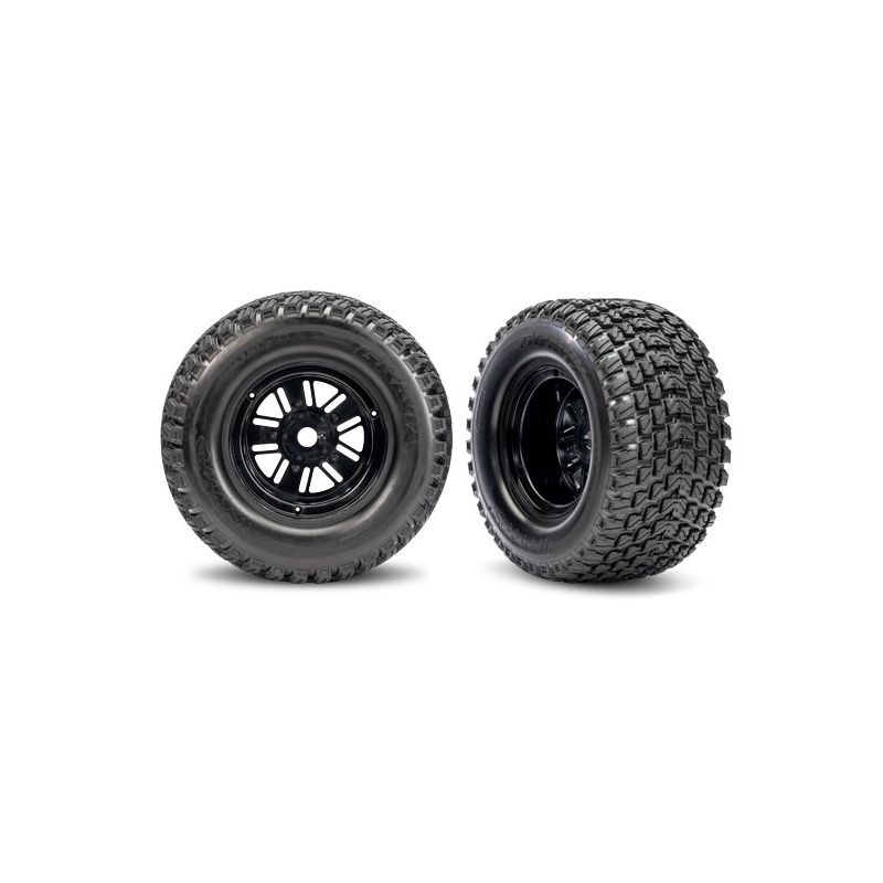 Traxxas Tires & wheels, assembled, glued (Pro Scale Sand Car Race black wheels, Gravix tires, foam inserts) (rear) (1 left, 1 right) - TRA10947